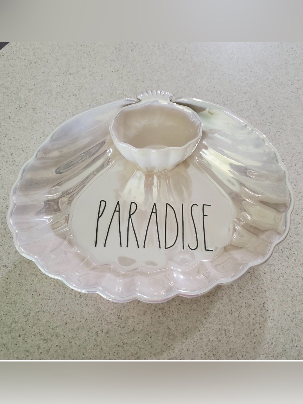Rae Dunn PARADISE Iridescent Shrimp & Dip Bowl